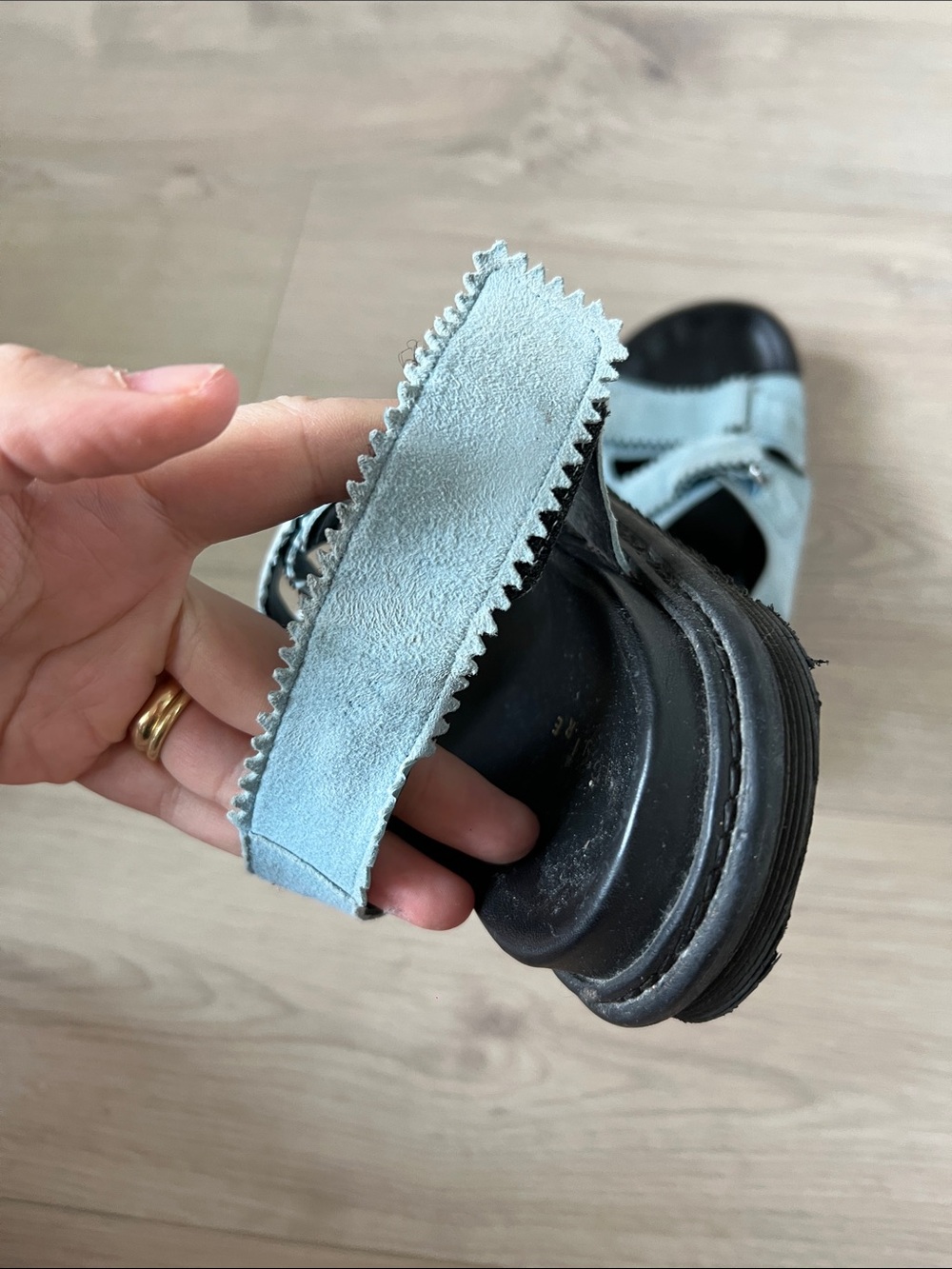 Maguire Suede Light Blue Velcro Sandals - Picture 5 of 7